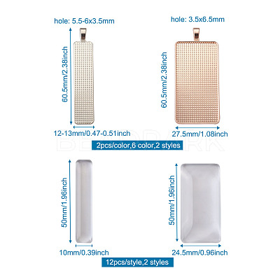 DIY Rectangular Pendant Making Kits DIY-TA0008-91-1