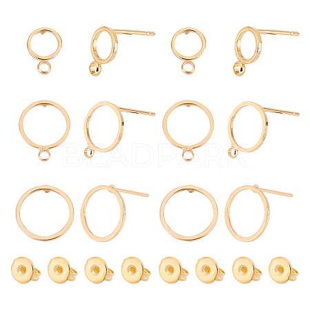 ARRICRAFT 30Pcs 3 Style Brass Cricle Stud Earring Findings KK-AR0002-99-1