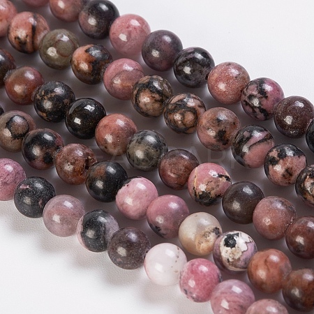 Natural Rhodonite Beads Strands G-K254-04-6mm-1
