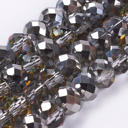 Half Plated Faceted Rondelle Electroplate Glass Beads Strands X-EGLA-D020-6x4mm-21-1