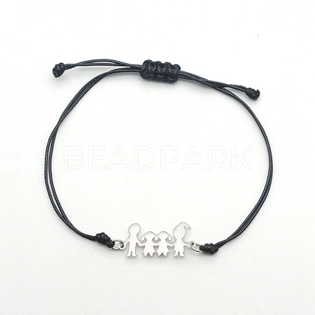 Adjustable Waxed Cord Braided Beads Bracelets STAS-N090-JA711-1-1
