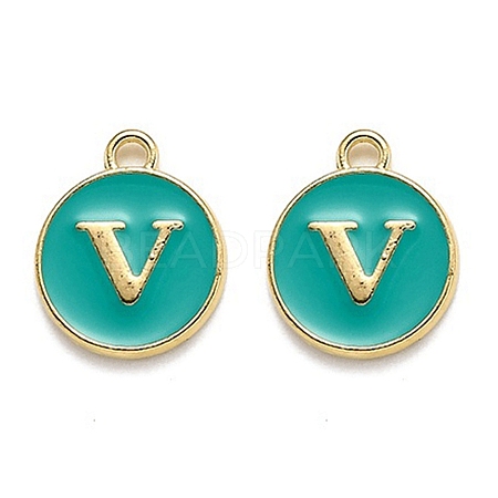 Golden Plated Alloy Enamel Charms X-ENAM-Q437-15V-1