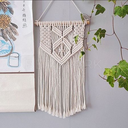 Cotton Cord Macrame Woven Wall Hanging HJEW-C010-14-1