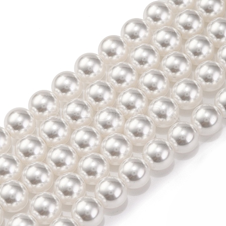 Baking Paint Pearlized Glass Pearl Round Bead Strands PEAR-H019-02C-04-1
