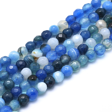 Natural Striped Agate/Banded Agate Beads G-J371-01-6mm-1