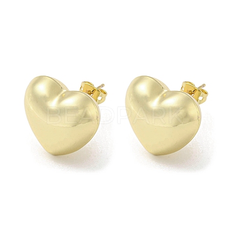 Heart Rack Plating Brass Stud Earrings EJEW-F331-30G-1
