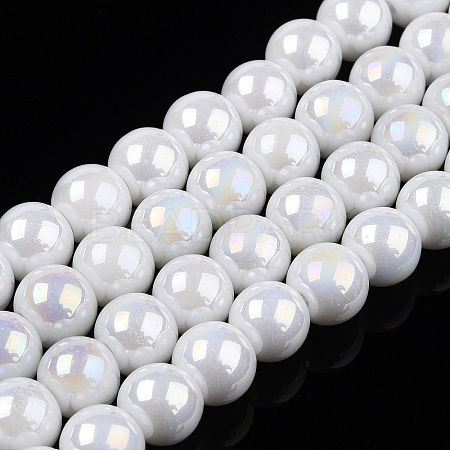 Electroplate Opaque Glass Beads Strands GLAA-T032-P6mm-AB02-1