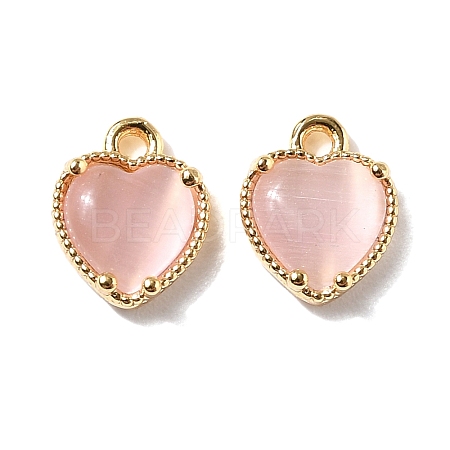 Heart Brass Charms KK-D024-02A-G-1