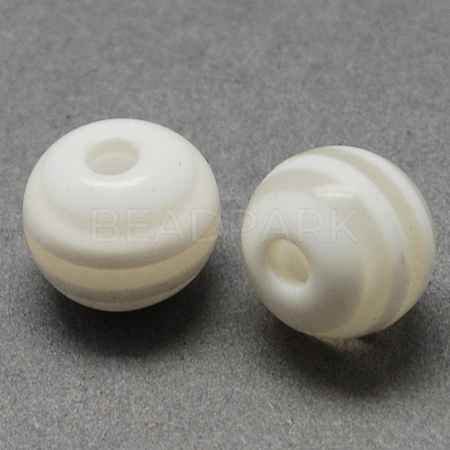 Round Striped Resin Beads RESI-R158-8mm-09-1