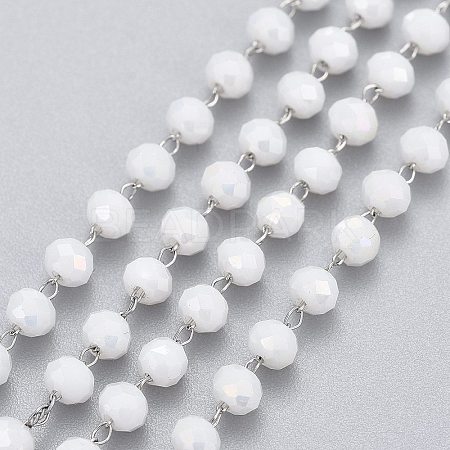 3.28 Feet Handmade Glass Beaded Chains X-CHS-K013-01P-1