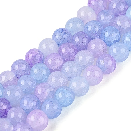 Ombre Effect Dyed Crackle Glass Beads Strands GLAA-Q106-01A-B24-1