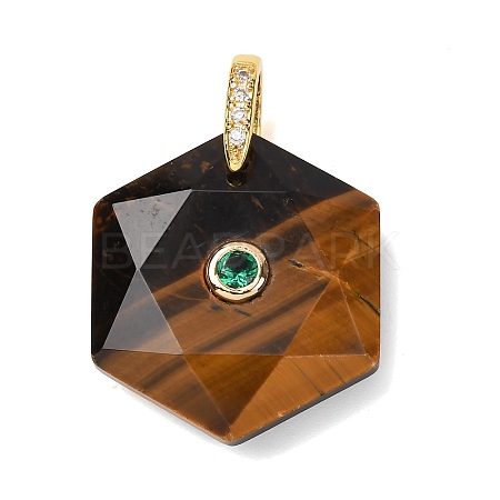 Natural Tiger Eye Faceted Pendants G-B188-03G-02-1