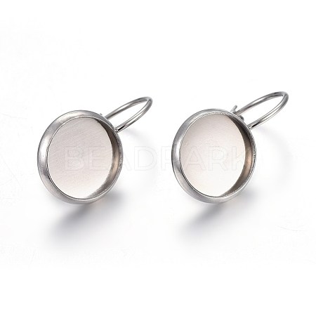 Tarnish Resistant 304 Stainless Steel Leverback Earring Settings STAS-F191-03P-10mm-1