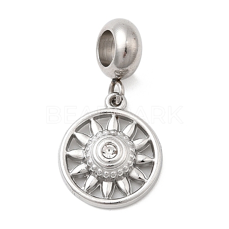 304 Stainless Steel Crystal Rhinestone European Dangle Charms STAS-D153-06A-P-1