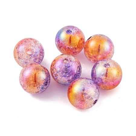 UV Plating Rainbow Iridescent Two Tone Acrylic Beads PACR-C009-04E-1