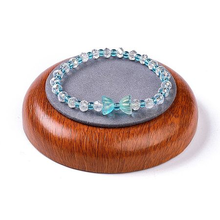 Flat Round Wood Pesentation Jewelry Bracelets Display Tray ODIS-P008-15A-02-1