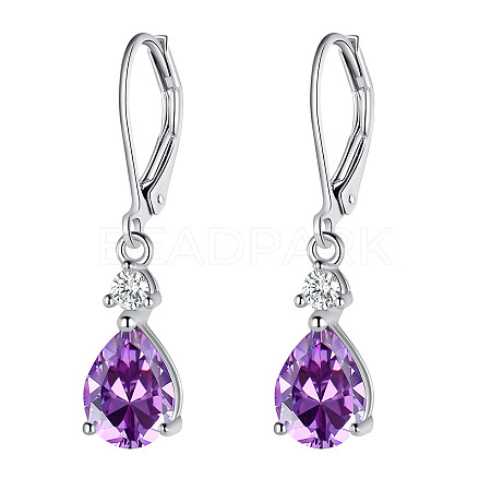 Brass Cubic Zirconia Dangle Earrings FS-WG32116-09-1