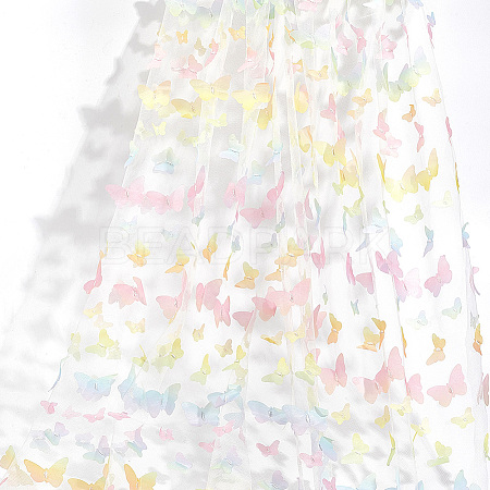 Gradient 3D Butterfly Polyester Gauze Fabric AJEW-WH20006-148D-1