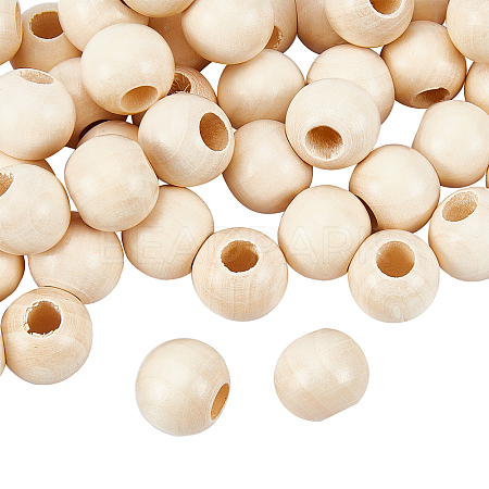 50PCS Wooden Beads WOOD-OC0001-86-1