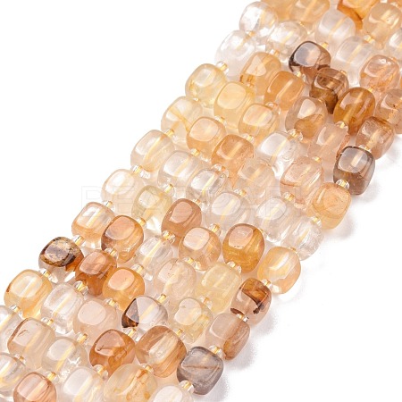 Natural Yellow Hematoid Quartz/Golden Healer Quartz Beads Strands G-K323-10-1