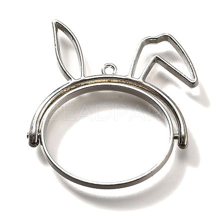 Rabbit Rotatable Alloy Swivel Open Back Bezel Pendants PALLOY-I223-19P-1