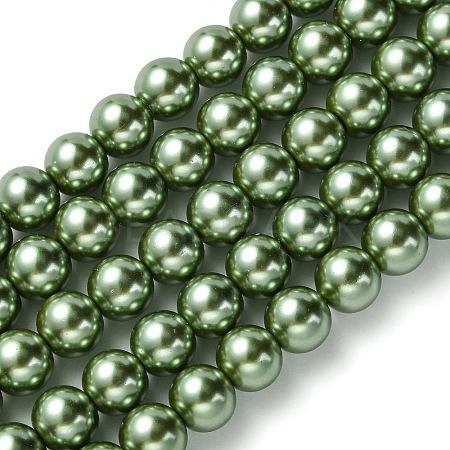 Eco-Friendly  Dyed Glass Pearl Round Bead Strands HY-A002-8mm-RB025-1