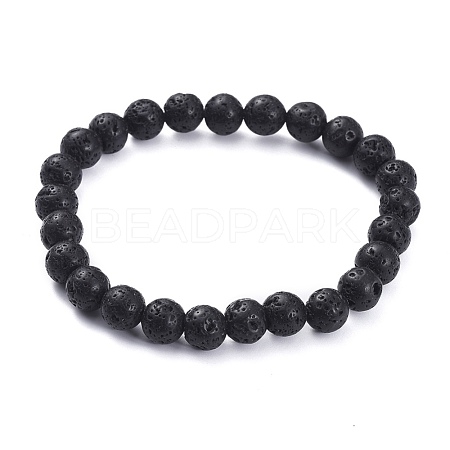 Natural Lava Rock Beads Stretch Bracelets X-BJEW-G623-02-8mm-1