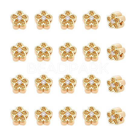 20Pcs Brass Micro Pave Cubic Zirconia Beads KK-UN0005-82-1