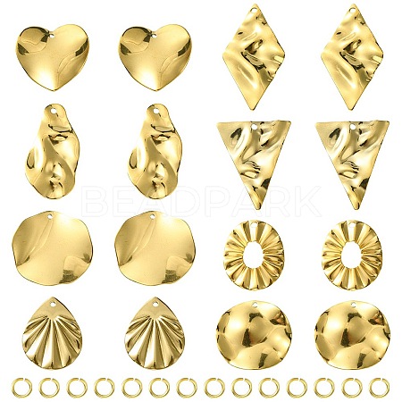 16Pcs 8 Style 201 Stainless Steel Pendants DIY-FS0005-37G-1