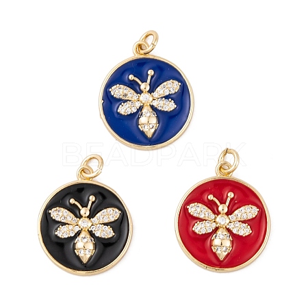 Brass Micro Pave Cubic Zirconia Pendants KK-E108-02G-1