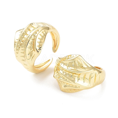 Brass Open Cuff Rings for Women RJEW-D016-05G-1