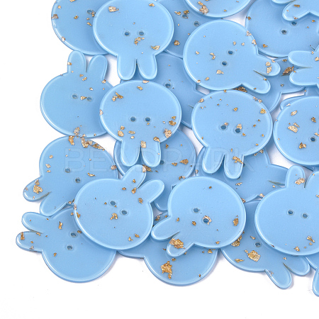 2-Hole Bunny Cellulose Acetate(Resin) Buttons BUTT-S023-09D-1