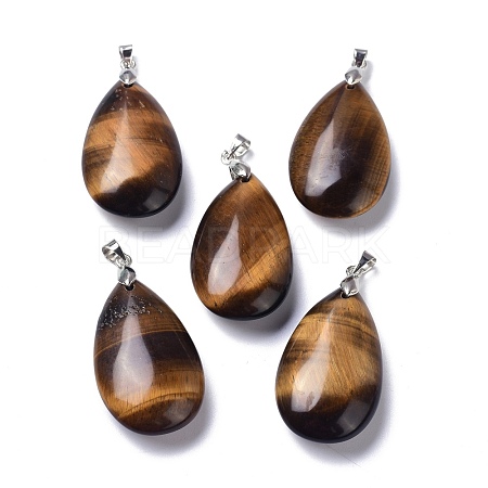 Natural Tiger Eye Pendants G-D084-01P-B08-1