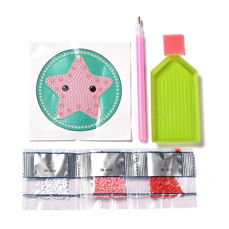 DIY Starfish Pattern Diamond Painting Stickers Kits for Kids DIY-I068-04-1