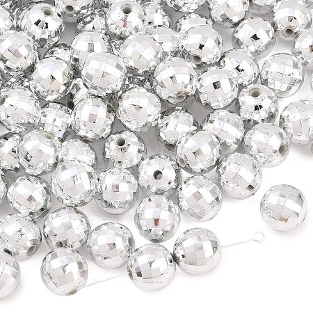 Faceted Round Plated Acrylic Beads PACR-L001-12mm-S-1