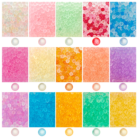 Olycraft 195G 15 Colors Transparent Frosted Glass Beads GLAA-OC0001-40-1