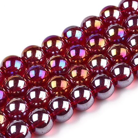 Electroplate Transparent Glass Beads Strands GLAA-T032-T4mm-AB20-1
