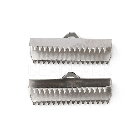 304 Stainless Steel Ribbon Crimp Ends X-STAS-E471-05N-P-1