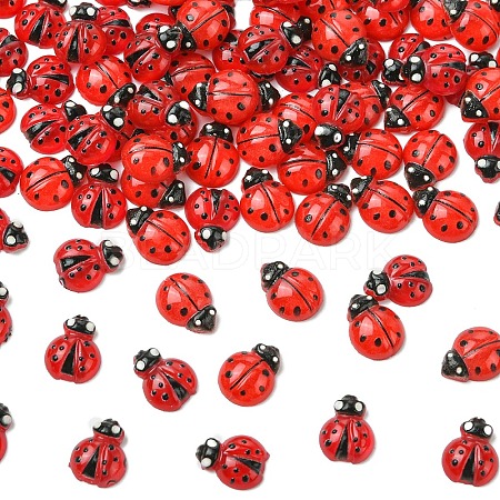 100Pcs 2 Styles Ladybug Resin Cabochons MRMJ-YW0001-079-1