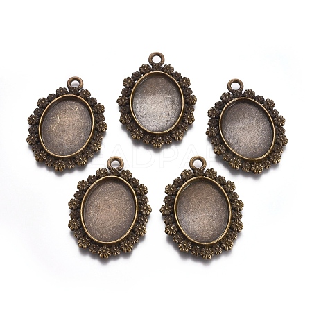 Alloy Pendant Cabochon Settings PALLOY-E460-22AB-1