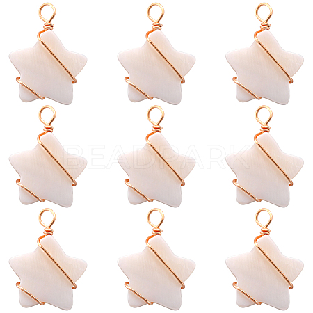 30Pcs Natural Freshwater Shell Pendants FIND-BBC0002-65-1