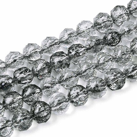 Crackle Transparent Glass Beads Strands GLAA-N063-8mm-01-1