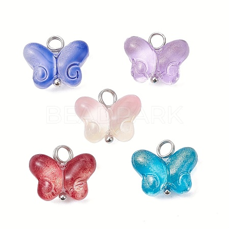 Transparent Baking Paint Glass Pendant PALLOY-JF02340-01-3S-1