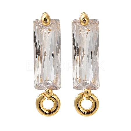 Brass Clear Cubic Zirconia Stud Earrings Finding for Women EJEW-B107-17G-1