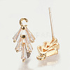 Brass Cubic Zirconia Ear Stud Findings KK-S336-25G-2