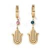 Hamsa Hand 304 Stainless Steel Rhinestone Dangle Earrings EJEW-L283-020G-1