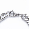 Tarnish Resistant Men's 304 Stainless Steel Diamond Cut Cuban Link Chain Bracelets BJEW-L673-002C-P-3