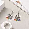 Dyed Natural Malaysia Round Beaded Alloy Teardrop Chandelier Earrings EJEW-JE05205-3