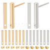 BENECREAT 20Pcs 2 Styles Brass Rectangle Stud Earring Findings KK-BC0012-25-1