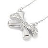 304 Stainless Steel Crystal Rhinestone Cable Chain Bowknot Pendant Necklaces for Women NJEW-C055-09P-1